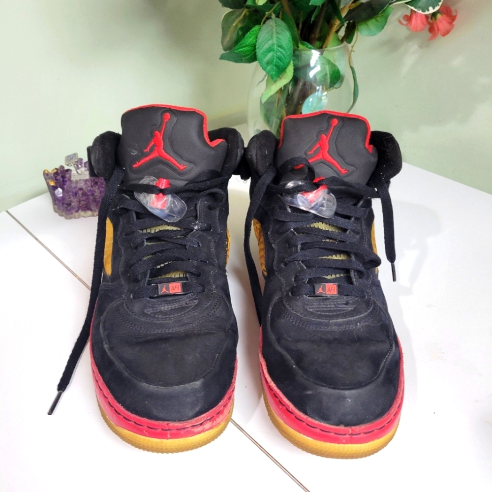 Nike Air Jordan Fusion 5 High Top Mens Size 11.5 45.5 Black Red Shoes 318608-062 - Picture 5 of 13